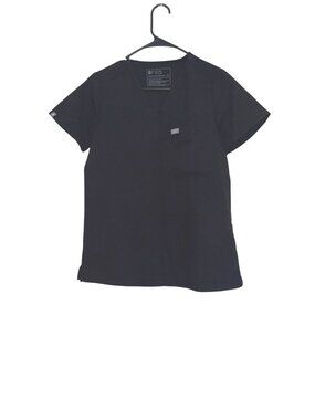 Figs Black Scrub Top XS V-Neck Short Sleeve Technical Collection